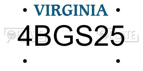 4BGS25 Virginia License Plate
