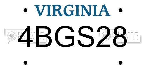 4BGS28 Virginia License Plate