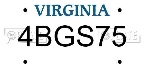 4BGS75 Virginia License Plate