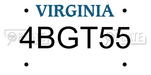 4BGT55 Virginia License Plate