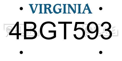 4BGT593 Virginia License Plate