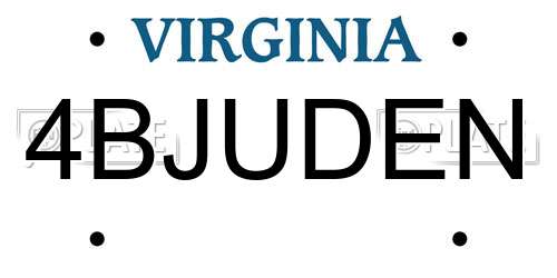 4BJUDEN Virginia License Plate