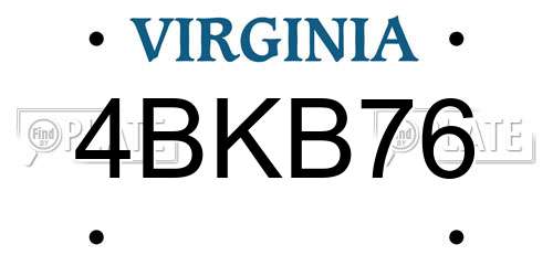 4BKB76 Virginia License Plate