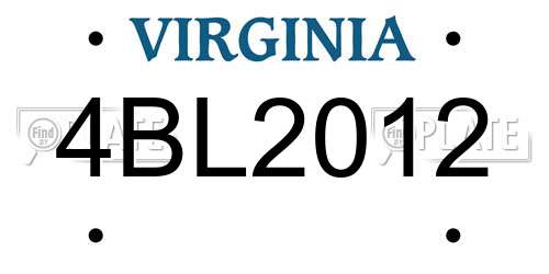 4BL2012 Virginia License Plate
