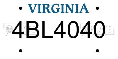 4BL4040 Virginia License Plate