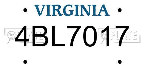 4BL7017 Virginia License Plate