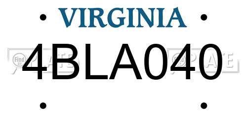 4BLA040 Virginia License Plate