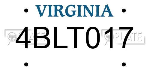 4BLT017 Virginia License Plate
