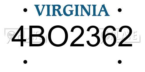 4BO2362 Virginia License Plate