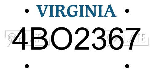 4BO2367 Virginia License Plate