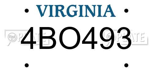 4BO493 Virginia License Plate