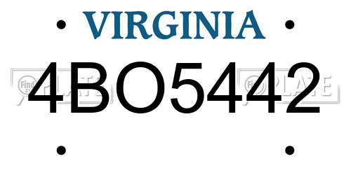4BO5442 Virginia License Plate