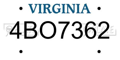 4BO7362 Virginia License Plate