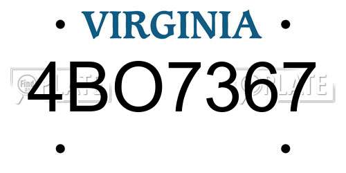 4BO7367 Virginia License Plate