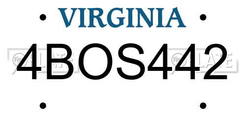 4BOS442 Virginia License Plate