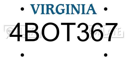 4BOT367 Virginia License Plate