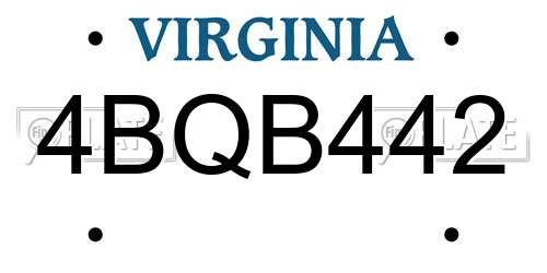 4BQB442 Virginia License Plate