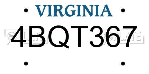4BQT367 Virginia License Plate
