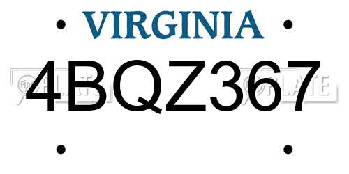 4BQZ367 Virginia License Plate