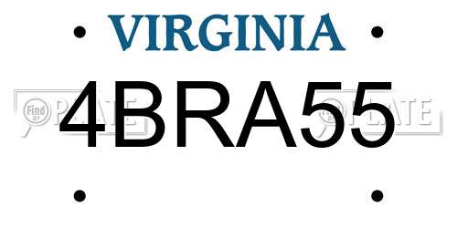 4BRA55 Virginia License Plate