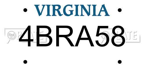 4BRA58 Virginia License Plate