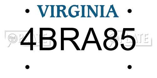 4BRA85 Virginia License Plate