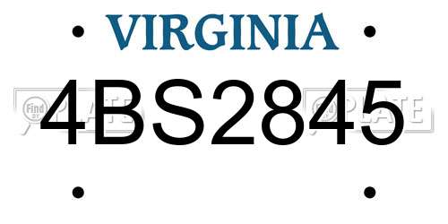 4BS2845 Virginia License Plate