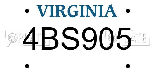 4BS905 Virginia License Plate