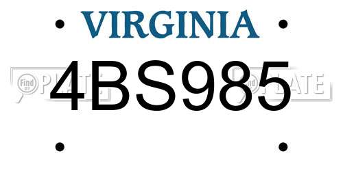 4BS985 Virginia License Plate