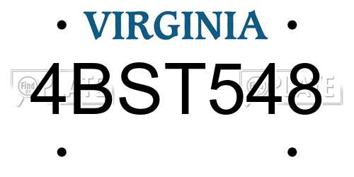 4BST548 Virginia License Plate