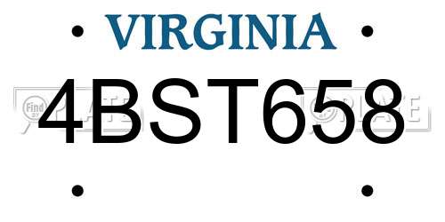 4BST658 Virginia License Plate