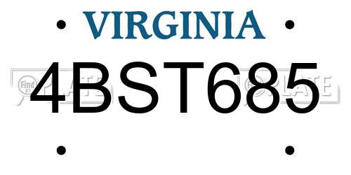 4BST685 Virginia License Plate