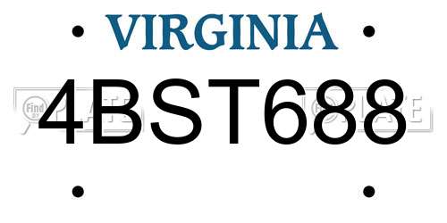 4BST688 Virginia License Plate