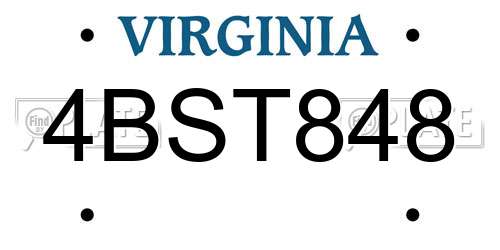 4BST848 Virginia License Plate