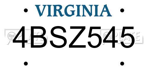 4BSZ545 Virginia License Plate