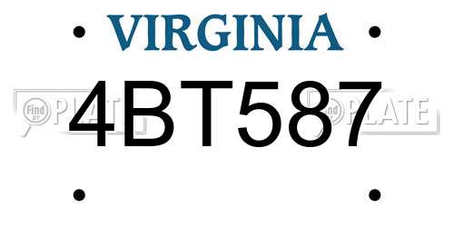 4BT587 Virginia License Plate