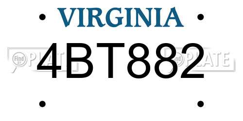4BT882 Virginia License Plate
