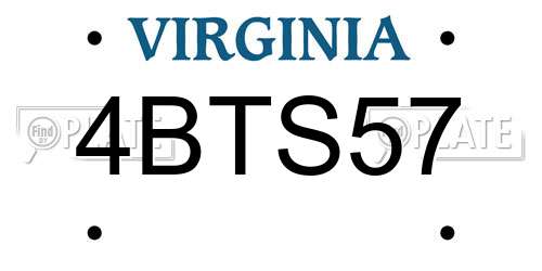 4BTS57 Virginia License Plate