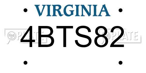4BTS82 Virginia License Plate