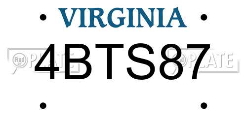4BTS87 Virginia License Plate