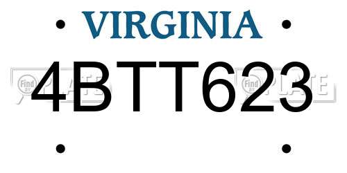4BTT623 Virginia License Plate