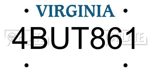 4BUT861 Virginia License Plate