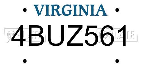4BUZ561 Virginia License Plate
