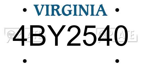 4BY2540 Virginia License Plate
