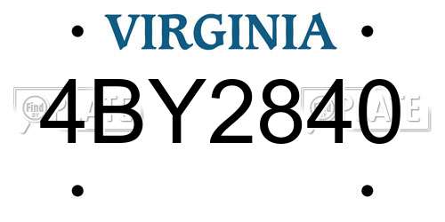4BY2840 Virginia License Plate