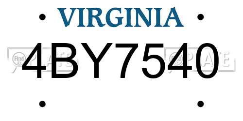 4BY7540 Virginia License Plate