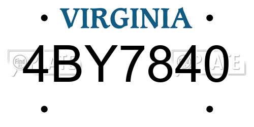 4BY7840 Virginia License Plate