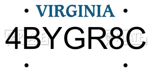 4BYGR8C Virginia License Plate