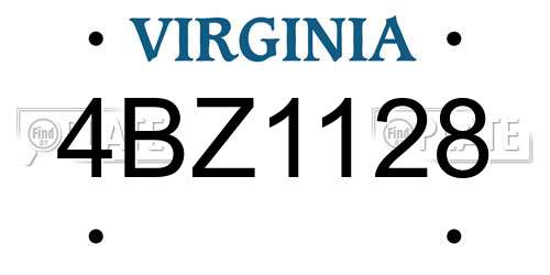 4BZ1128 Virginia License Plate