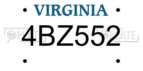 4BZ552 Virginia License Plate
